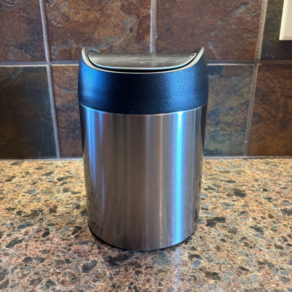 Simple Human Mini Trash Can 1.5L Swing Lid Brushed Finish